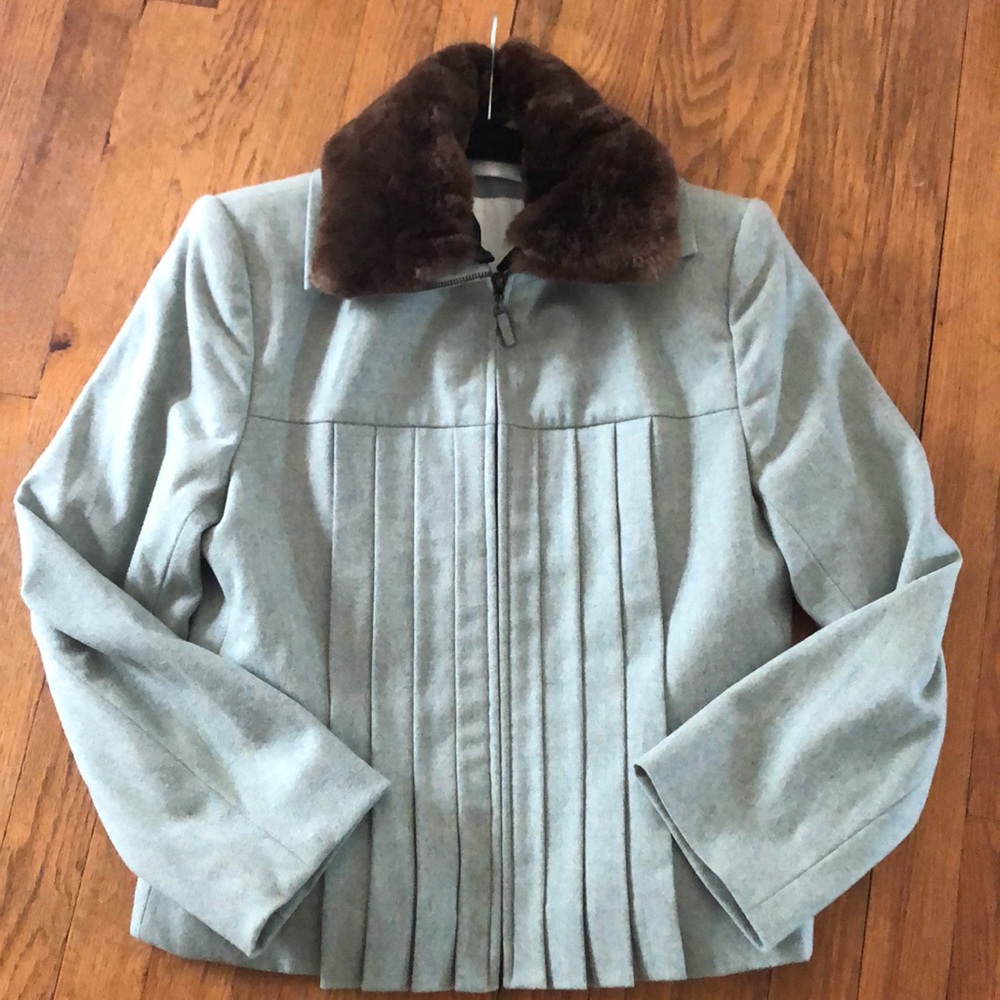 Givenchy wool zip up blazer w/ fur collar